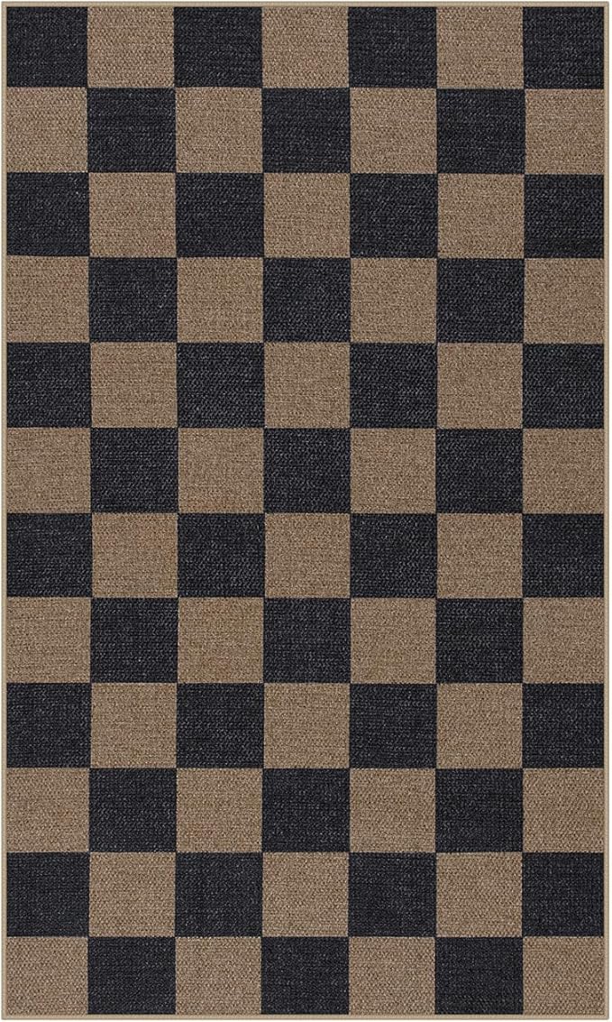 Lahome Colette Checkered Easy Jute 3x5 Rug, Washable Rugs - Image 7