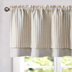 jinchan Stripe Linen Kitchen Valance Curtain, 50x16, 1 Panel, Taupe