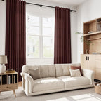 Nanspring Reddish Brown Linen Blend Light Filtering Back Tab Curtains 102 - Image 7