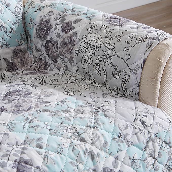 Great Bay Home Reversible Floral Patchwork Sofa Furniture Protector - Image 4