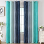 Estelar Textiler Navy Blue and Teal Gradient Blackout Curtains - Image 2