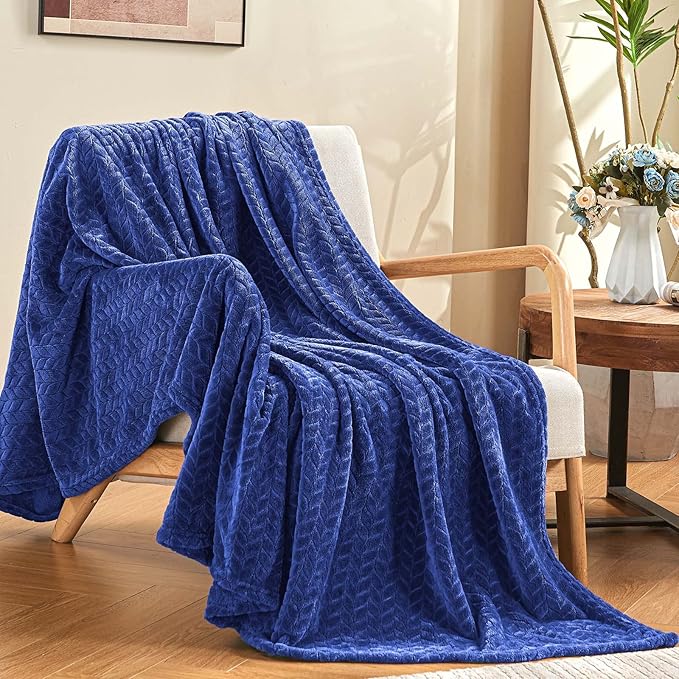 inhand Navy Fleece Twin Blanket, Super Soft Flannel Cozy Blankets - Image 6