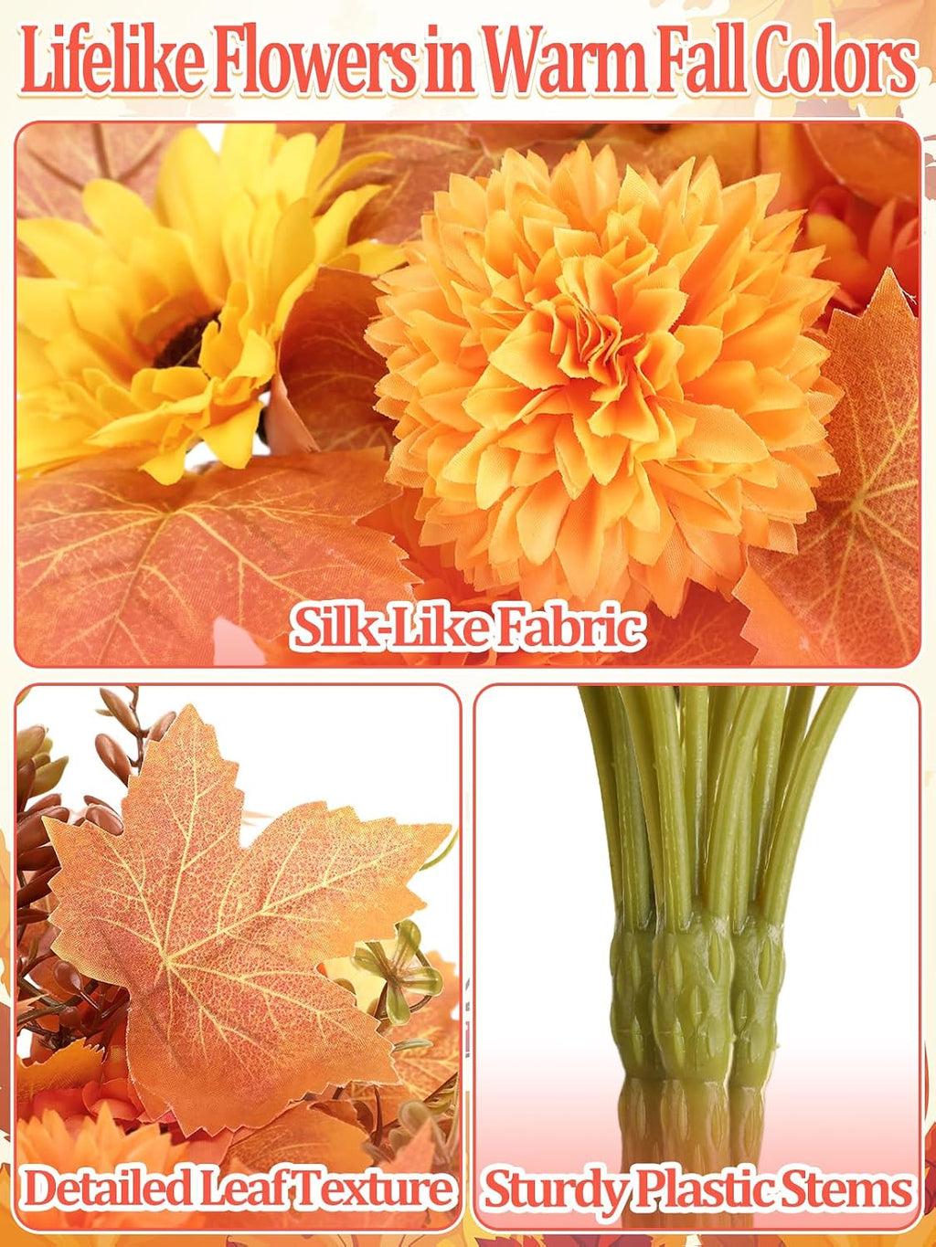 Apipi 6 Bundle Mixed Artificial Fall Flowers for Home Room Table Decor