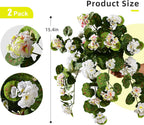 Artificial Geranium Flowers for Outdoor 2 Pcs Artificial White Flower Fake Flowers with Stems Silk Realistic Look Real Floral Arrangement for Front Door Porch Planter Patio Balcony (2 Pcs White)