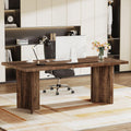 Tribesigns 63-inch Executive Desk, Vintage Office Computer Desk with Large Tabletop, Farmhouse Wood Writing Conference Table Workstation for Home Office, Study, Dark Brown