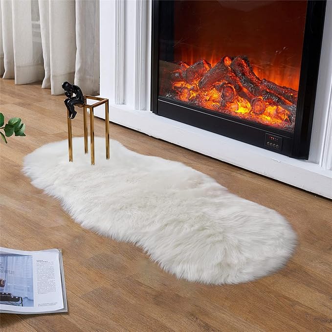 Latepis Faux Sheepskin 2x4 Shag Throw Rugs White Fur Sheep Skin Rug Carpet - Image 4