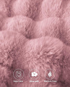 Ultra Soft Cozy Faux Fur Throw Blanket, Fuzzy Plush Thick Bubble Blanket - Image 5