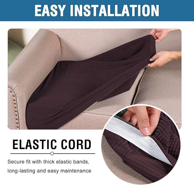 H.VERSAILTEX Stretch Couch Cushion Covers Individual Seat Sofa Chair Slipcovers - Image 5