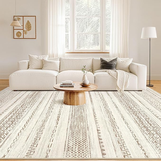 Nakagishi 6x9 Area Rugs Living Room: Washable Boho Large Neutral Soft Farmhouse - Image 4