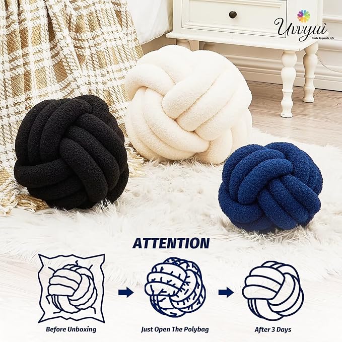 Uvvyui Knot Pillow Ball, Soft Home Decorative Pillows, Round Throw Pillow - Image 4