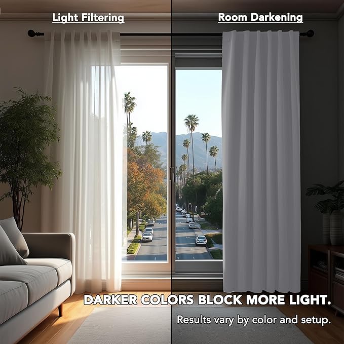 Deconovo Blackout Curtains, Thermal Insulated, W70 x L84 2 Panels, Back Tab - Image 3