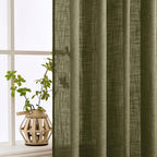 MIULEE Light Olive Green Linen Curtains 96 Inches Long 2 Panels - Image 5
