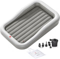 QPAU Inflatable Toddler Travel Bed with 3-Sided, Extra Large, Gray