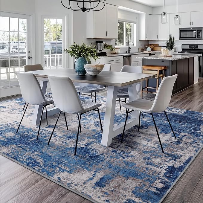 Washable Area Rugs 9'x12' Non-Slip Modern Abstract Soft - Image 2