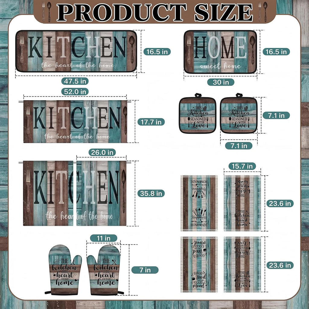 Britimes Kitchen Decor Sets, 13 Pack, Farmhouse Teal Turquoise