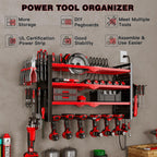 Cordless Power Tool Organizer Wall Mount, 6 Drill Holders, Red