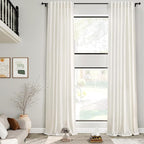 Extra Long Cream Linen Curtains 240 Inch Length 2 Panels by Nanspring