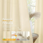 LAMIT Beige Linen Curtains for Small Windows, 45 Inches Long 2 Panels Light - Image 5