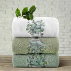 3 Pcs Eucalyptus Leaves Hand Towels for Bathroom Kitchen Decor