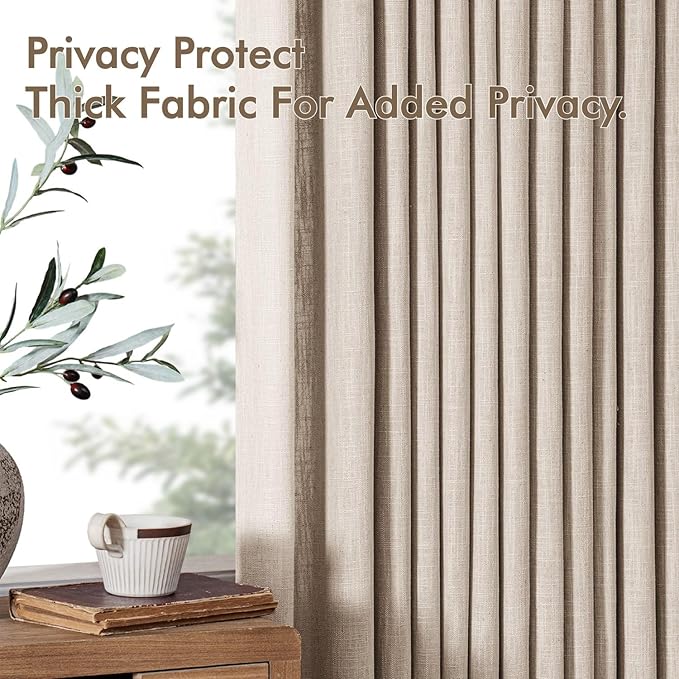 MIULEE Pinch Pleated Thick Linen Curtains 90 Inches Long 2 Panels - Image 7