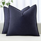 MIULEE Decorative Linen Euro Sham Pillow Covers 24x24 Navy ​Boho Farmhouse​ by MIULEE