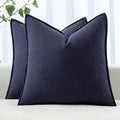 MIULEE Decorative Linen Pillow Covers 20x20 Inch Navy ​Boho Farmhouse​ ​Neutral by MIULEE