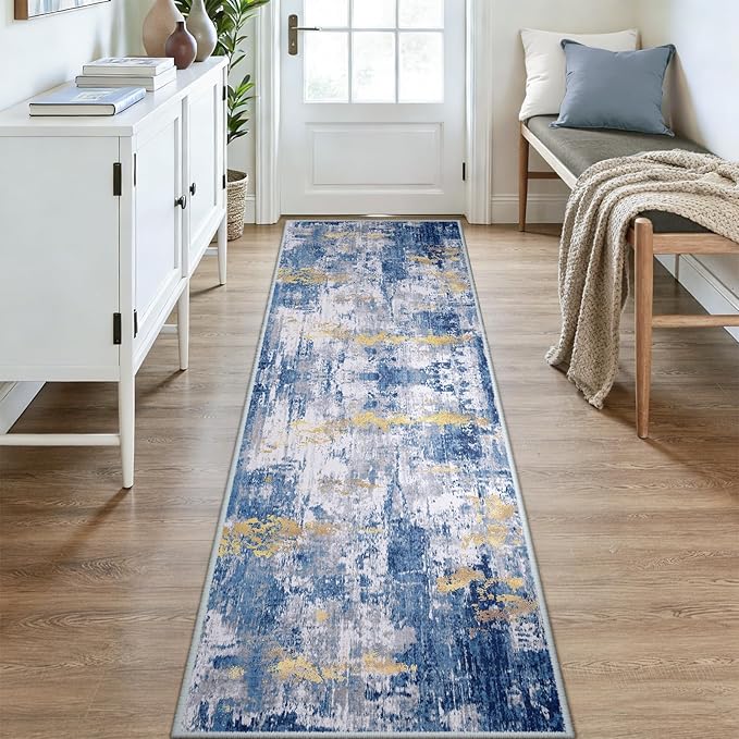 Washable Area Rugs 3x9 Non-Slip Modern Abstract Soft - Image 2