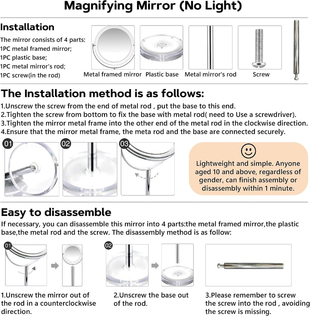 MIYADIVA 20X Magnifying Makeup Mirror,Double Sided 1X & 20X Magnifying Mirror with Stand,Tabletop Magnified Vanity Mirror with 360°Rotation for Bathroom or Bedroom 7.8 Inch