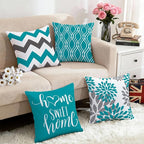 Hexagram Geometric Teal Pillow Covers 20x20 Set of 4, Decorative Outdoor Boho - Image 5
