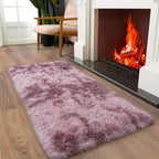 Soft Runner Rugs for Bedroom Hallways, 2x4 Tie-Dyed Grey Purple Fluffy Shag - Image 4