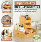 Potato and Onion Storage Bin, Stackable Bamboo Pantry Organizer and Storage