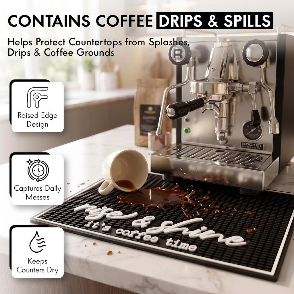 Coffee Bar Mat, Rise and Shine - Coffee Bar Accessories, Station, 18x12