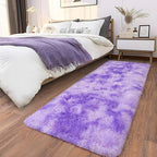 Soft Runner Rugs for Bedroom Hallways, 2x6 Tie-Dyed Purple Fluffy Shag Throw - Image 7