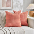 Fancy Homi 2 Packs Coral Samll Decorative Throw Pillow Covers 12x12 Inch - Image 5