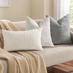 decorUhome Light Grey Chenille Euro Sham Throw Pillow Covers 22x22 Set of 2 - Image 4