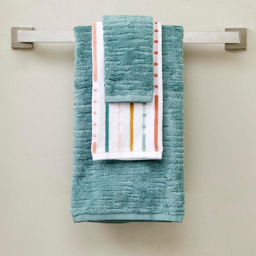 SKL Home CloudSoft/Modesto Stripe Bath Towel Set, 6-Piece, Teal/Multi