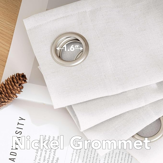 H.VERSAILTEX Pair Set Nickel Grommet Natural Linen Blended Window Treatment - Image 5