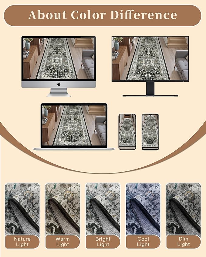 Madane Washable Area Rug 2x3, Small Entryway Rug Non-Slip Vintage Door Mat - Image 9