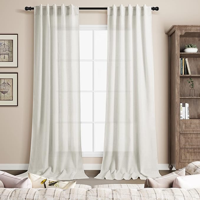 Cream Linen Curtains 108 inches Long - Image 7