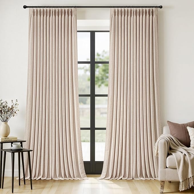 MIULEE Pinch Pleated Thick Linen Curtains 102 Inches Long 2 Panels by MIULEE