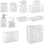 Creative Scents Mirror Janette White 6 Piece Bathroom Accessories Set