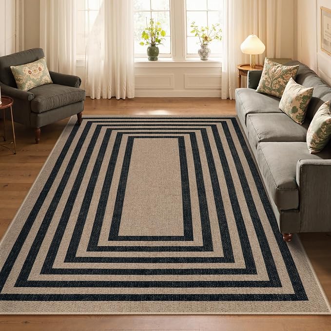 Lahome Enfys Modern Geometric Easy Jute Dining Room Rug, 5x7 Modern Rugs - Image 7