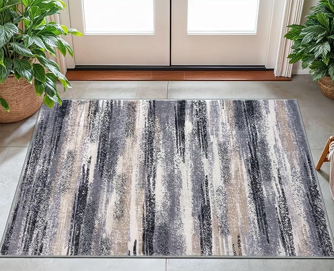 Lansny Modern Abstract Small Area Rug Indoor 3x5 Washable Rug Non-Slip Soft - Image 2