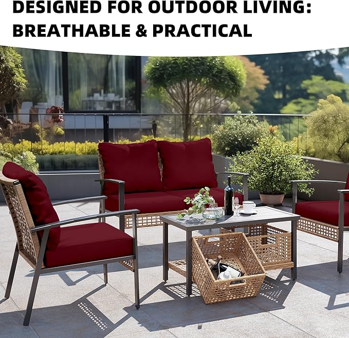 8Pcs Outdoor Cushion Covers, Patio Cushion Covers, Stretch Elastic Slipcovers - Image 4