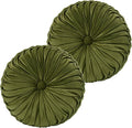 HIG Set of 2 Decorative Round Pleated Throw Pillows, Classy Accent Pumpkin by HIG