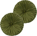 HIG Set of 2 Decorative Round Pleated Throw Pillows, Classy Accent Pumpkin by HIG