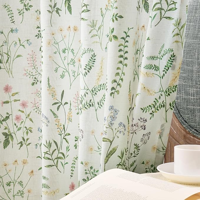 jinchan Floral Linen Blend Curtains - Image 2