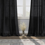 Nanspring Black Semi Sheer Linen Curtains 84 inch Length - Image 5