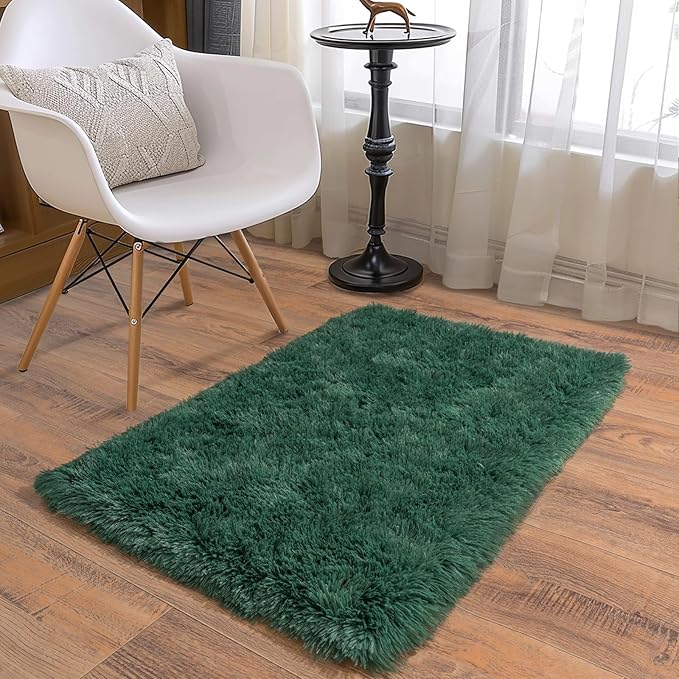 Soft Runner Rugs for Bedroom Hallways New Upgraded Non-Slip Bottom, 2x3 Green - Image 3
