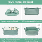 XUANGUO Medium Woven Cotton Rope Storage Basket with Handles, Light Green